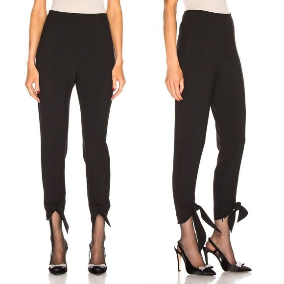 Carmen March High Waisted Skinny Tie Pant in Black - Picture 1 of 13